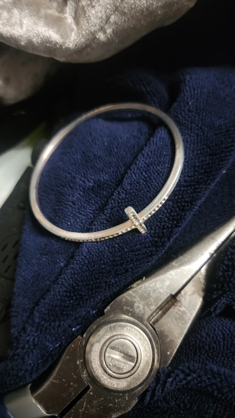 Silver Tone Bangle with Rhinestones - photo 2
