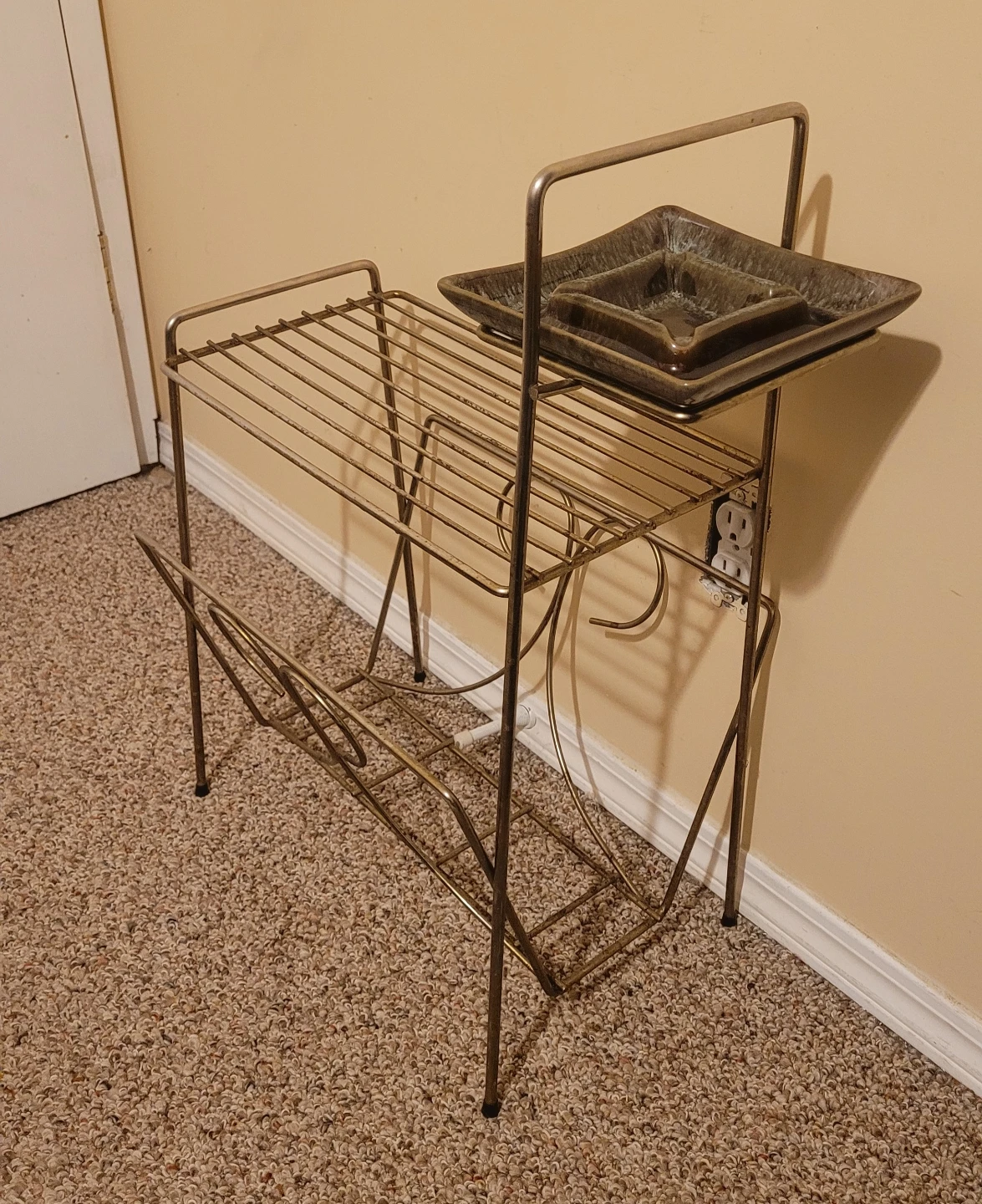 Vintage Brass Record Stand w/ Ashtray - photo 3