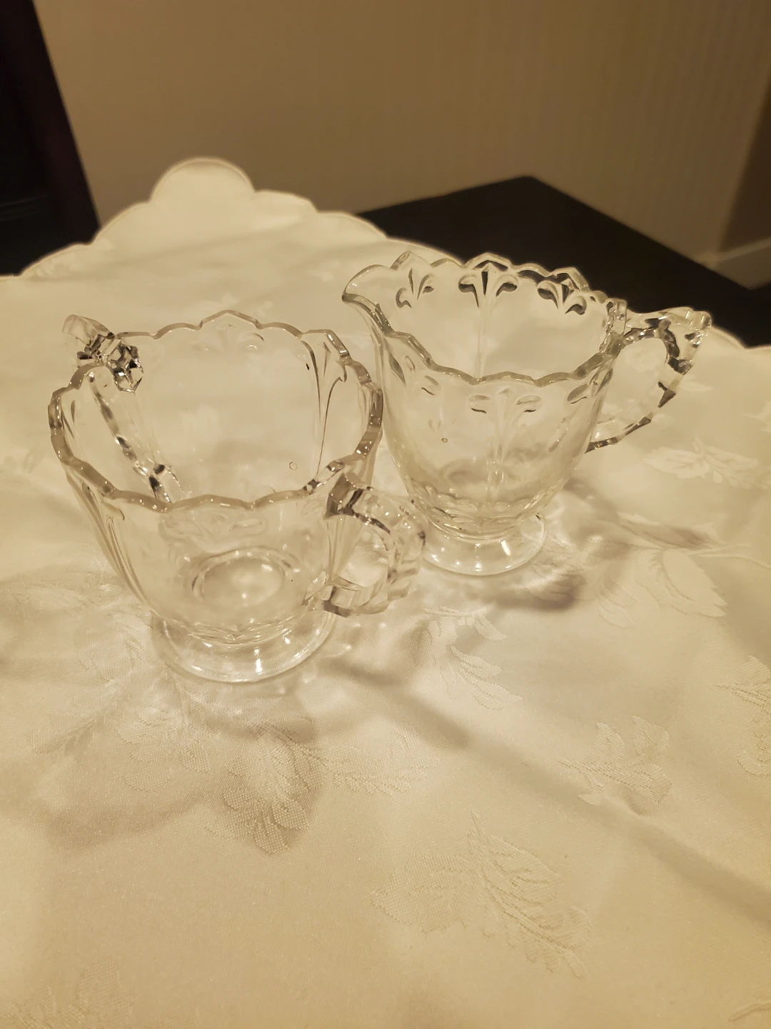 Vintage Clear Glass Creamer & Sugar Bowl Set