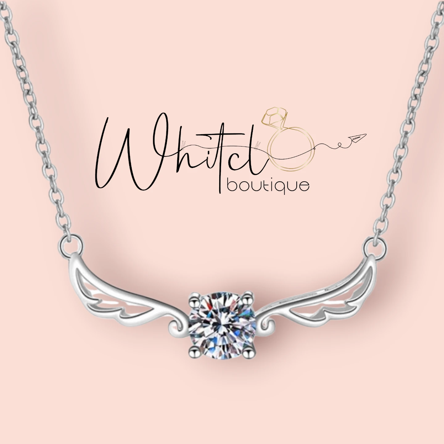1.0carat Angel Wings Moissanite Diamond Necklace