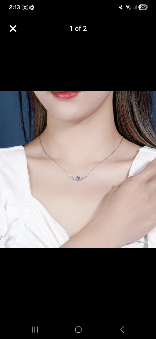 1.0carat Angel Wings Moissanite Diamond Necklace - photo 2