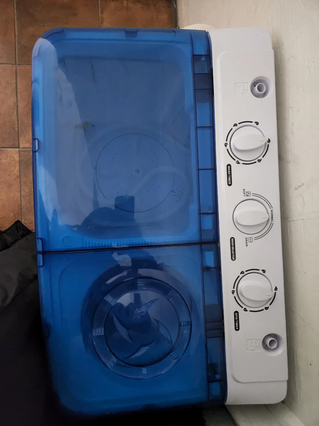 Portable Twin Tub Washing Machine - Blue & White - photo 3