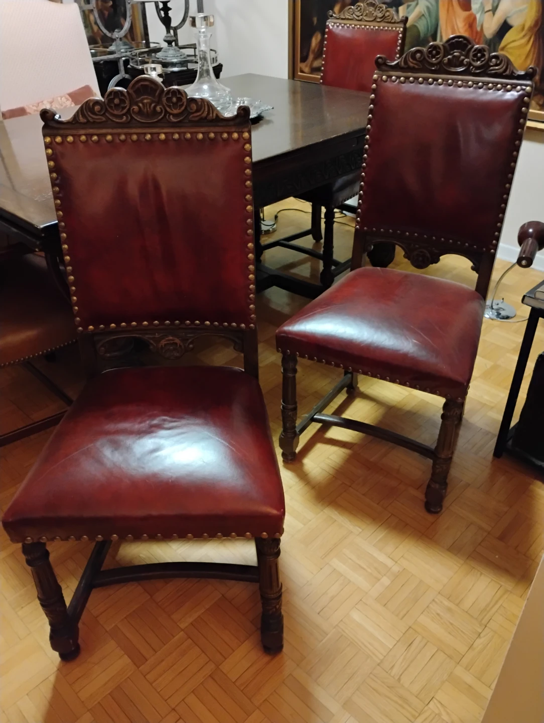 Antique Style Leather Dining Chair - photo 2
