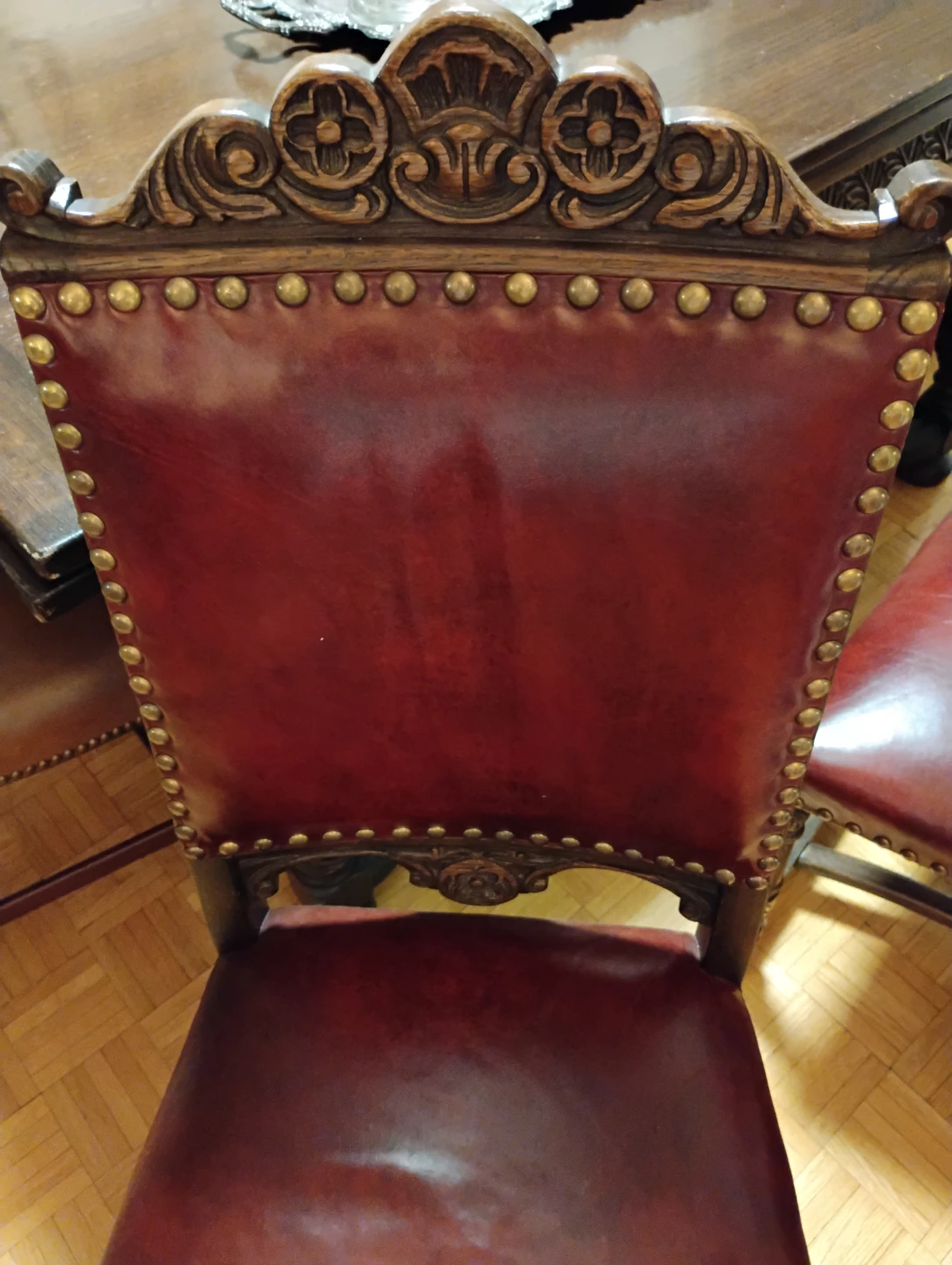 Antique Style Leather Dining Chair - photo 3