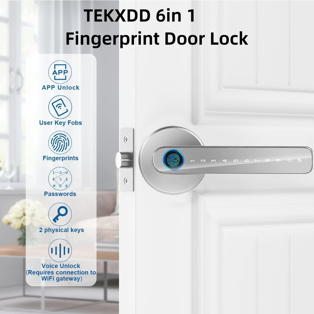 TEKXDD 6-in-1 Fingerprint Door Lock - photo 2