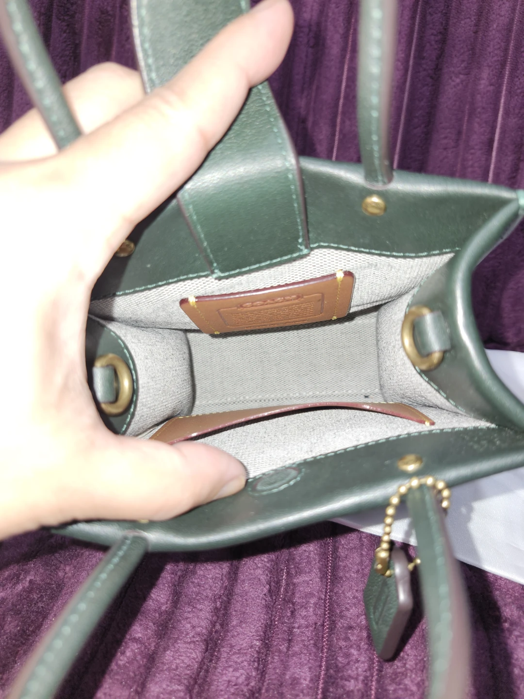 Coach Leather Mini Cashin tote - Sage Green - photo 3