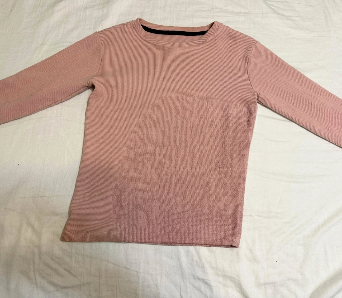 Pink Ribbed Long Sleeve Top