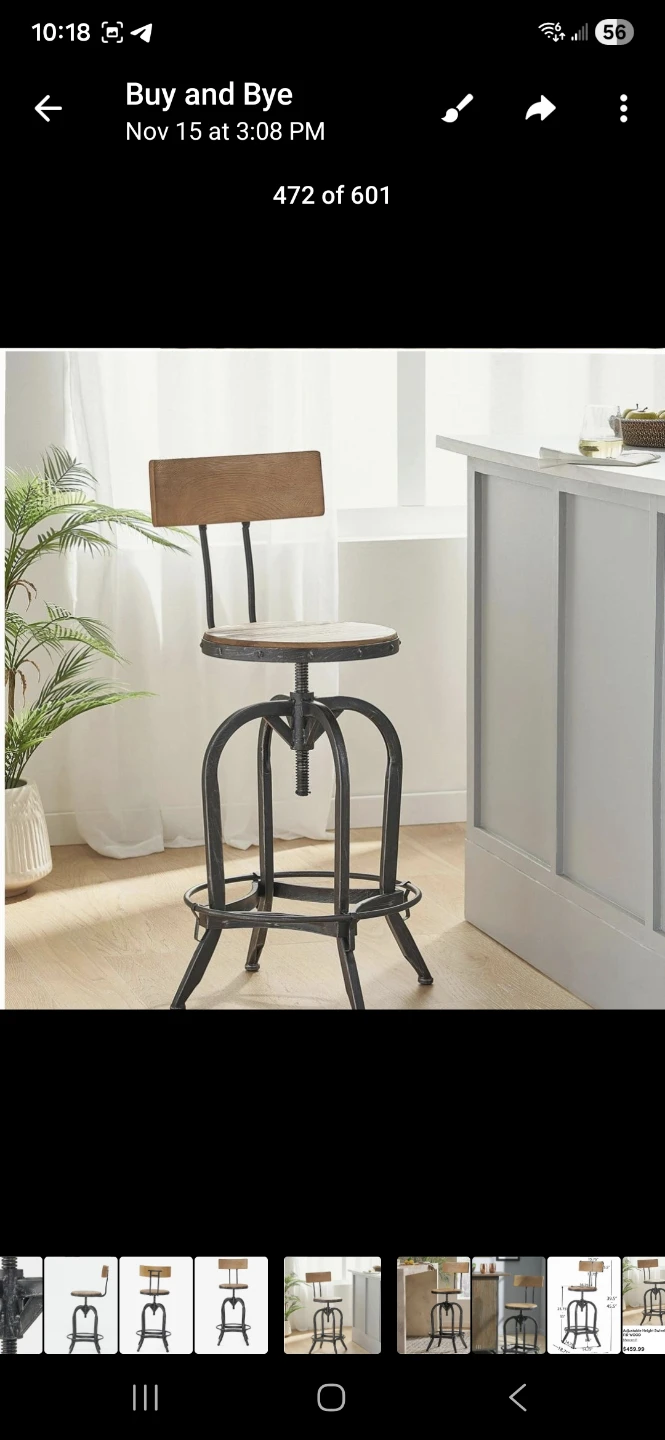 Industrial Style Adjustable Swivel Stool - photo 2