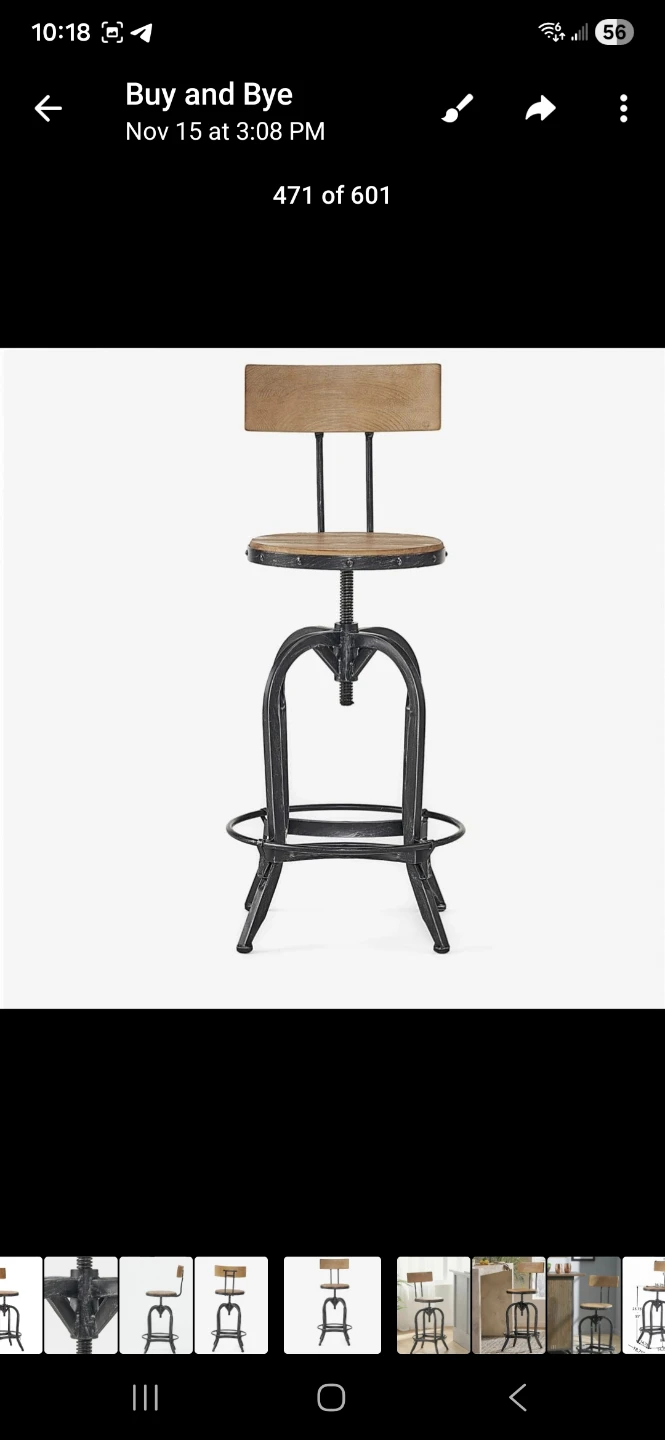 Industrial Style Adjustable Swivel Stool - photo 3