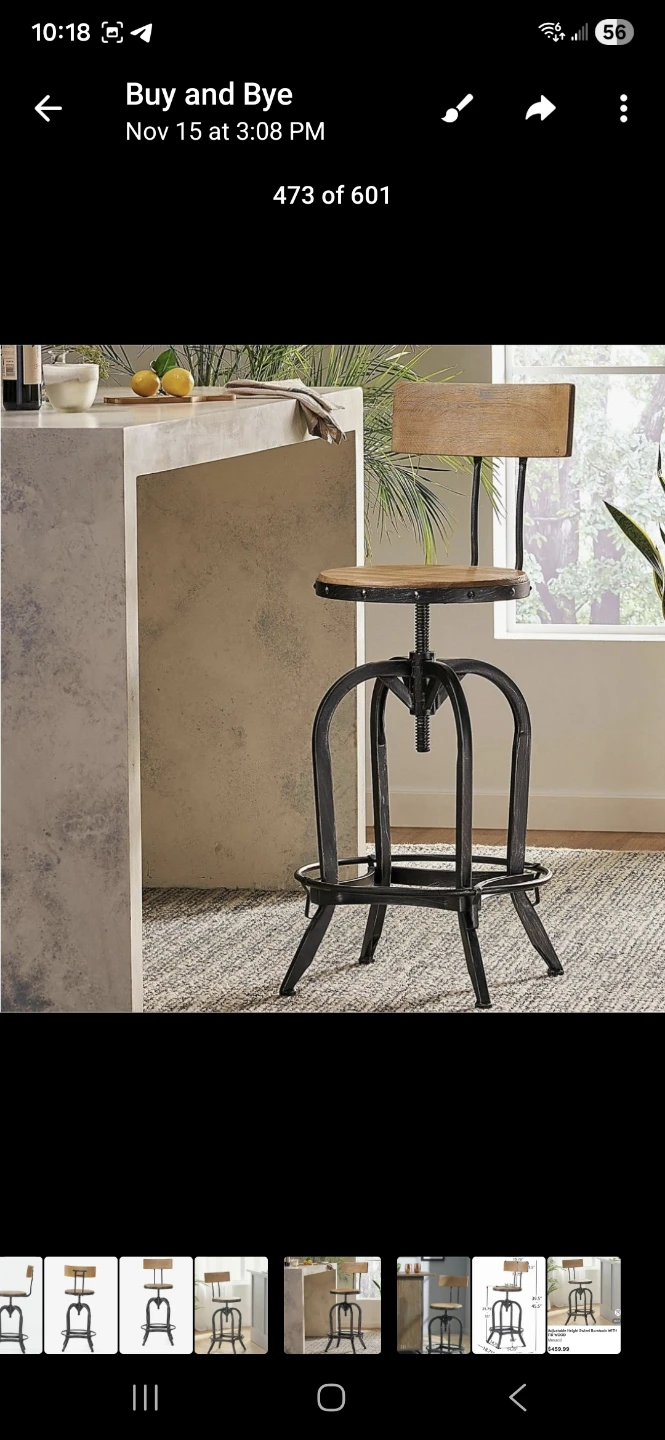 Industrial Style Adjustable Swivel Stool - photo 4