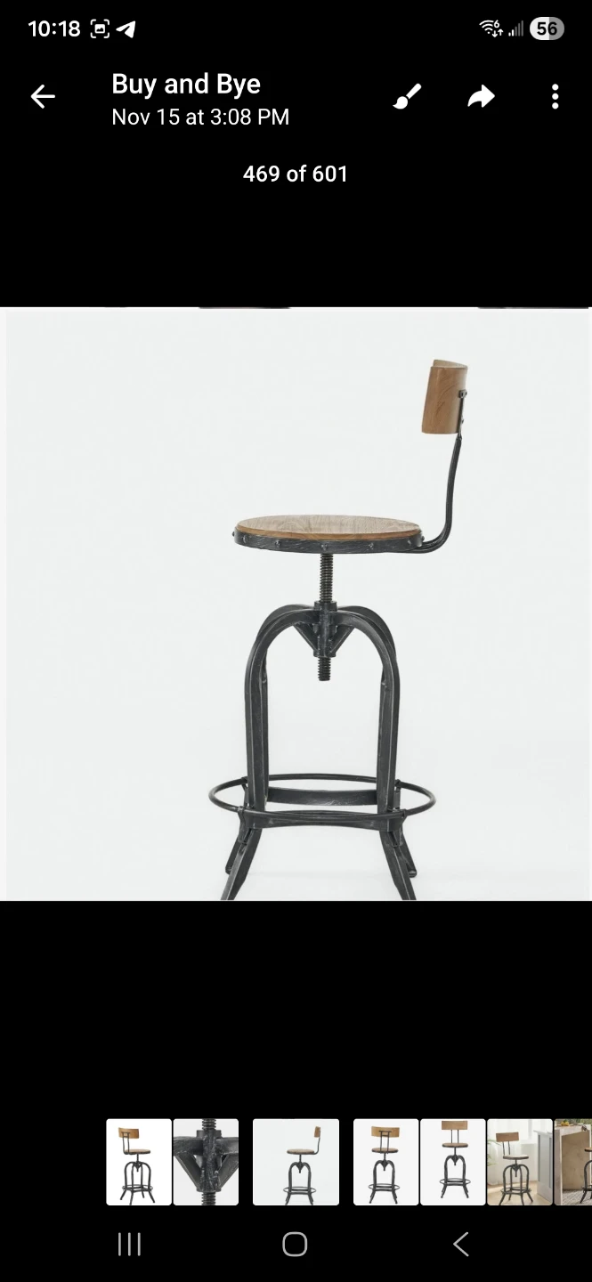 Industrial Style Adjustable Swivel Stool - photo 5
