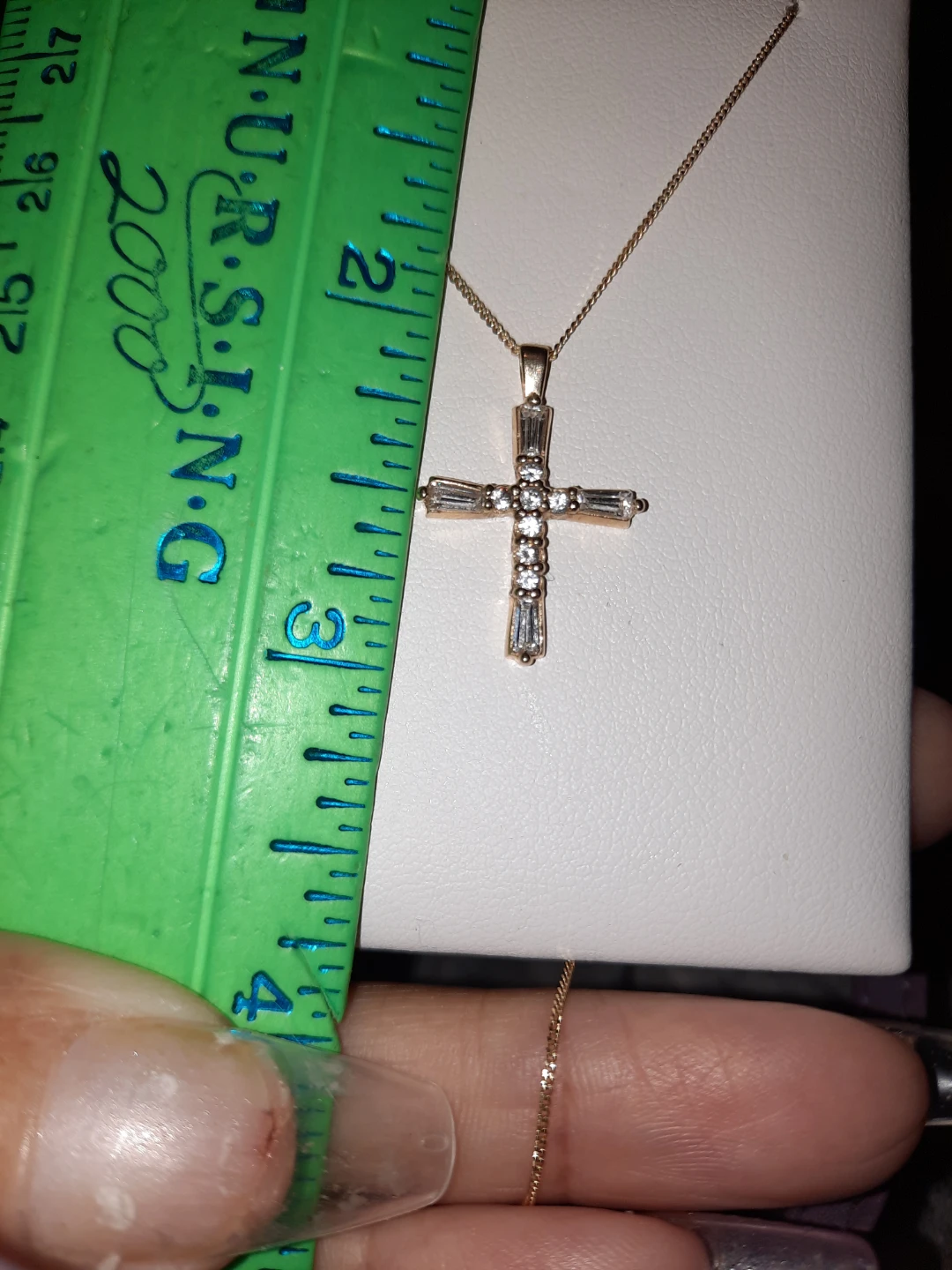 Solid 10k yellow gold CZ cross ✝️ pendant - photo 3