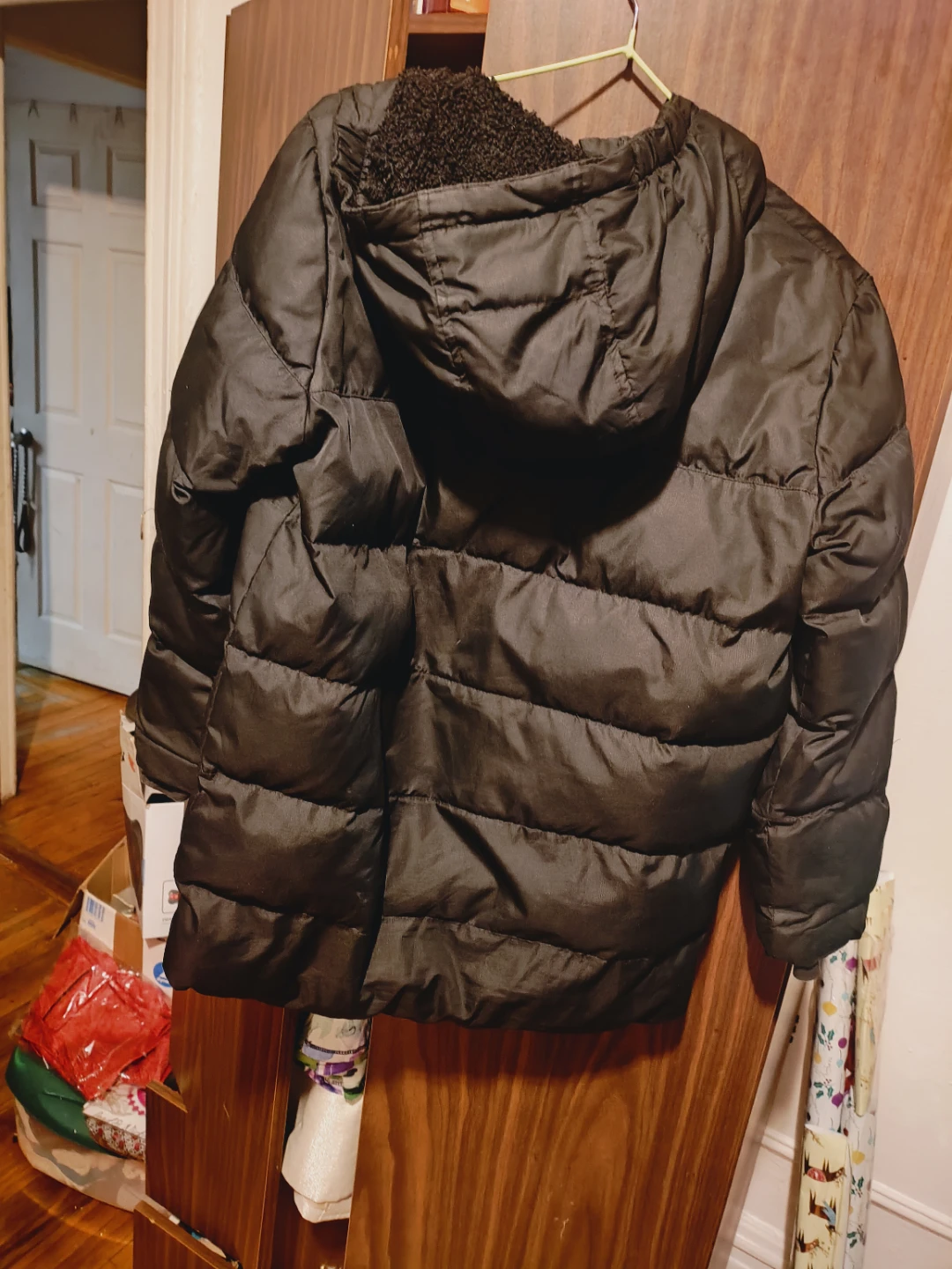 🧡Lands' End Black Puffer winter coat- Size L 10/12 - photo 2