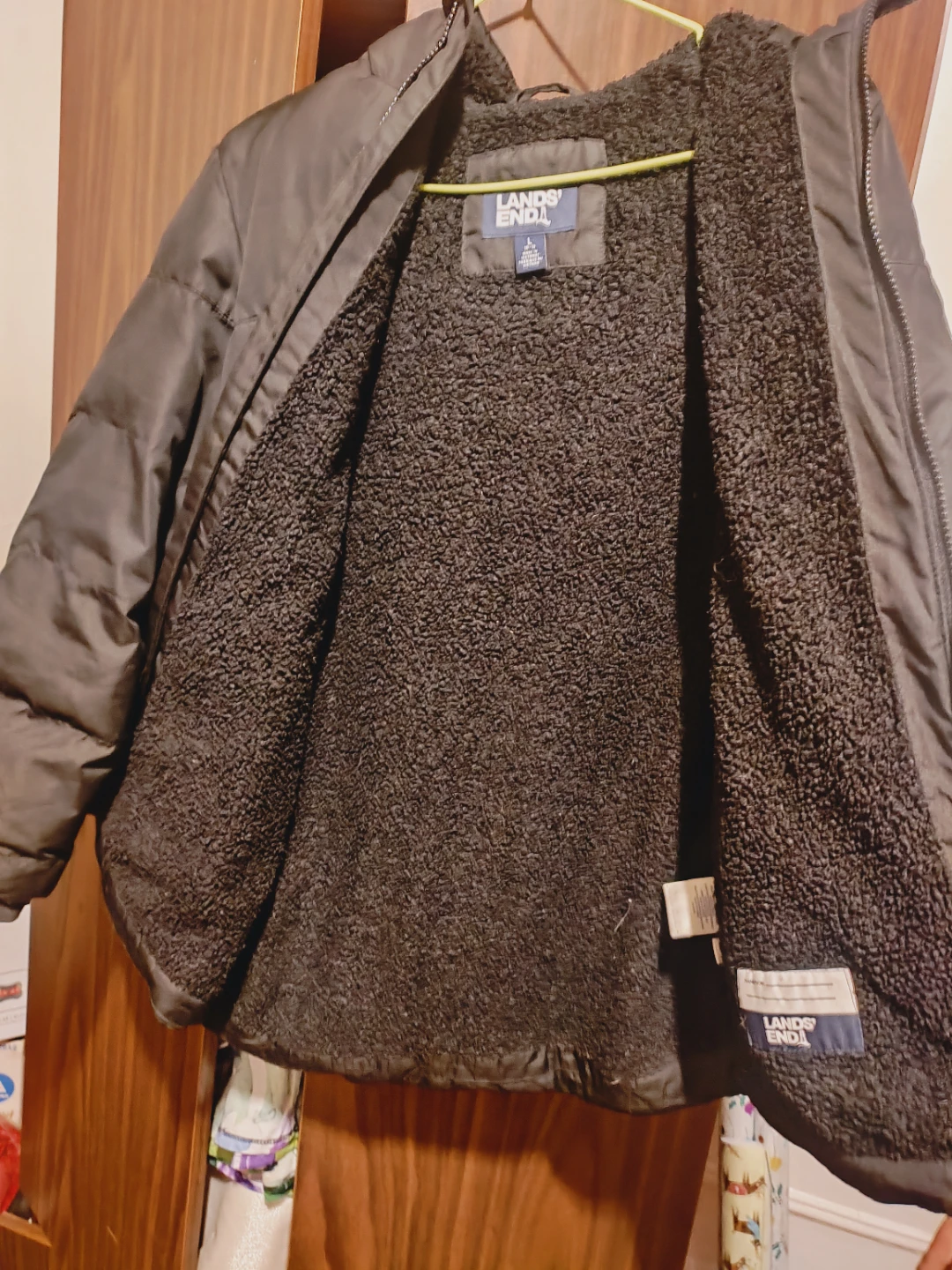 🧡Lands' End Black Puffer winter coat- Size L 10/12 - photo 3
