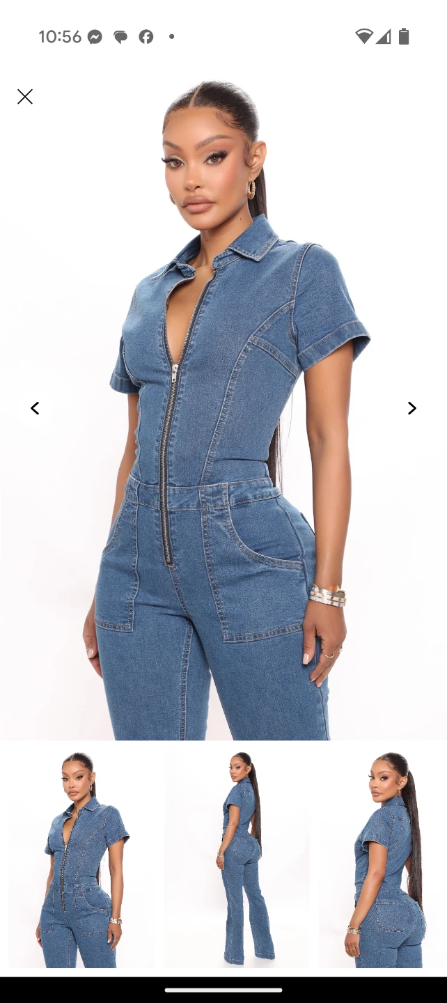 New! Fashion Nova Denim Jumpsuit - Medium - photo 2