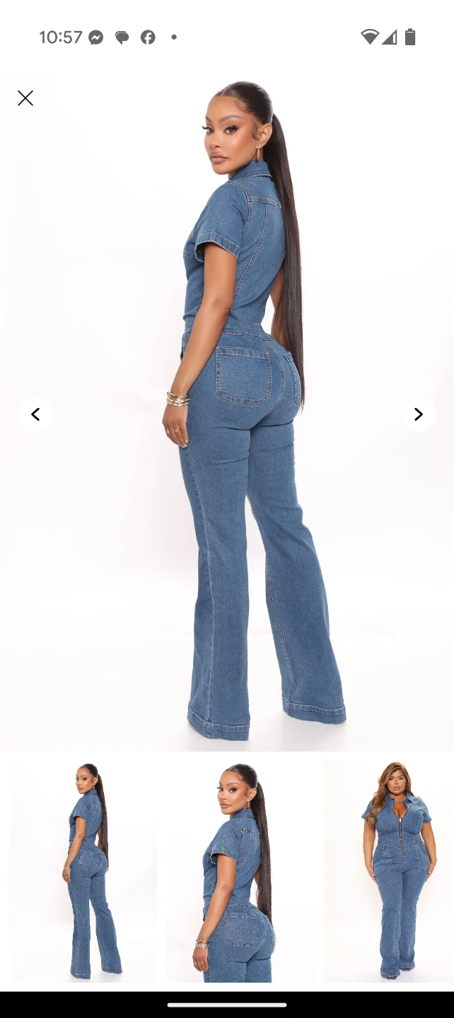New! Fashion Nova Denim Jumpsuit - Medium - photo 3
