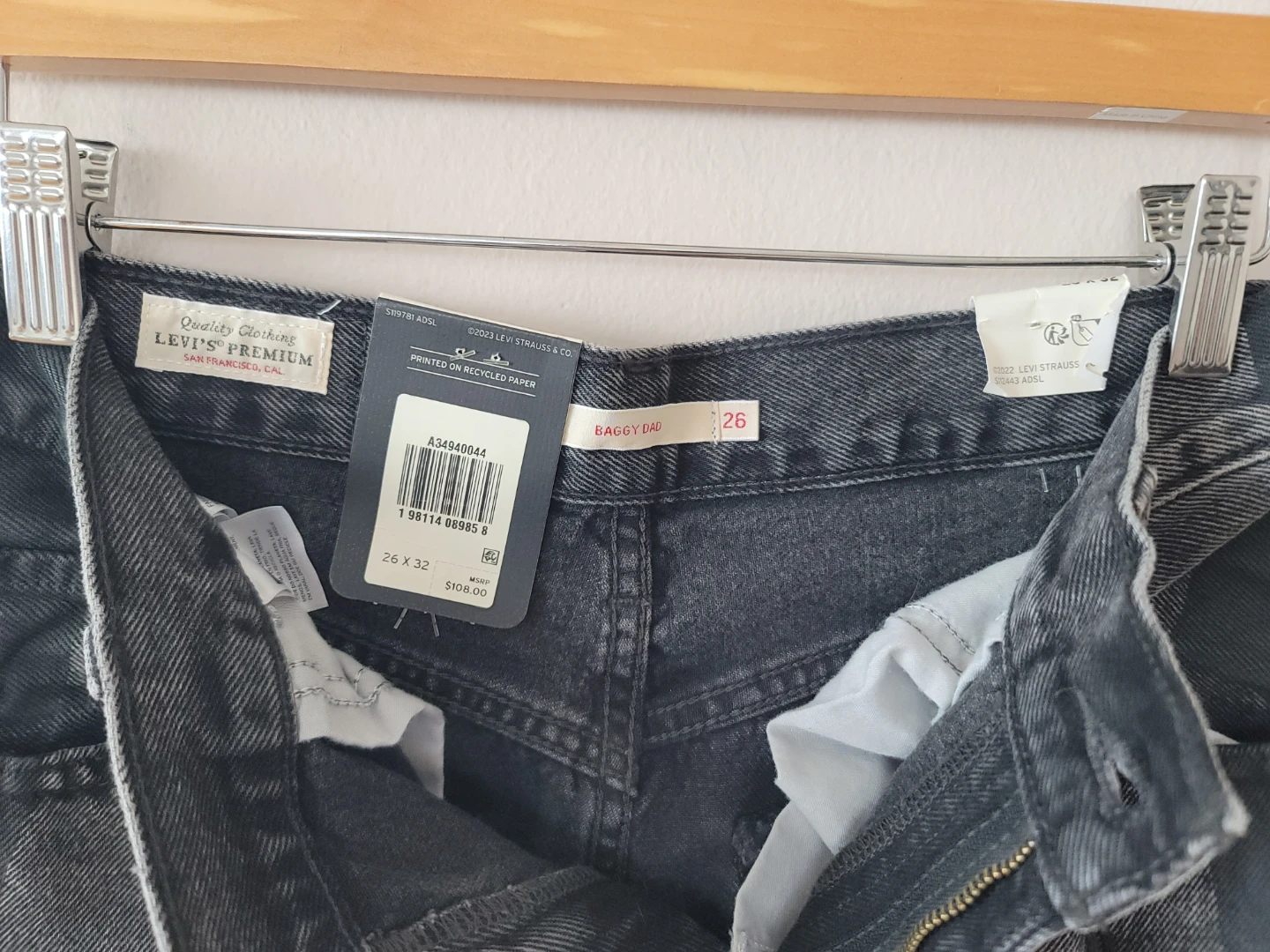 Levi's Premium Baggy Dad Color Block Jeans 90s NWT Sz 26 - photo 3