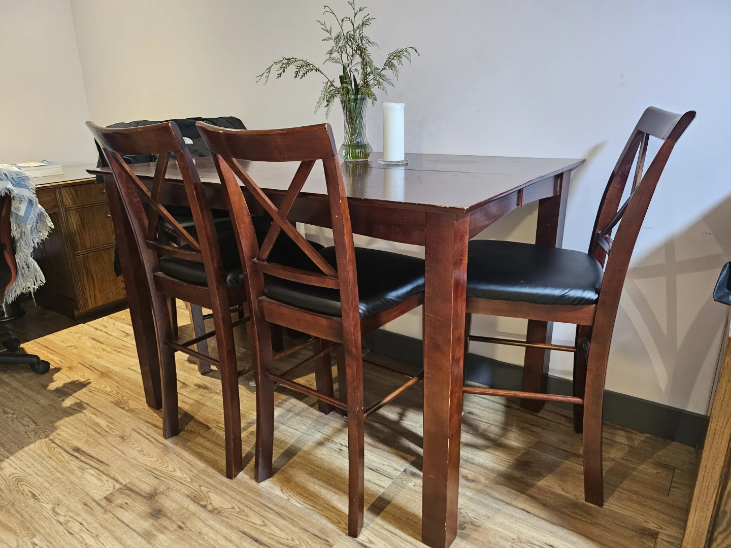 Dining Table with 4 Chairs - Wood & Black