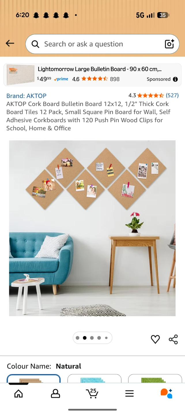 AKTOP Cork Bulletin Board 12 Pack 12" x 12" x 1/2" Thick - photo 2