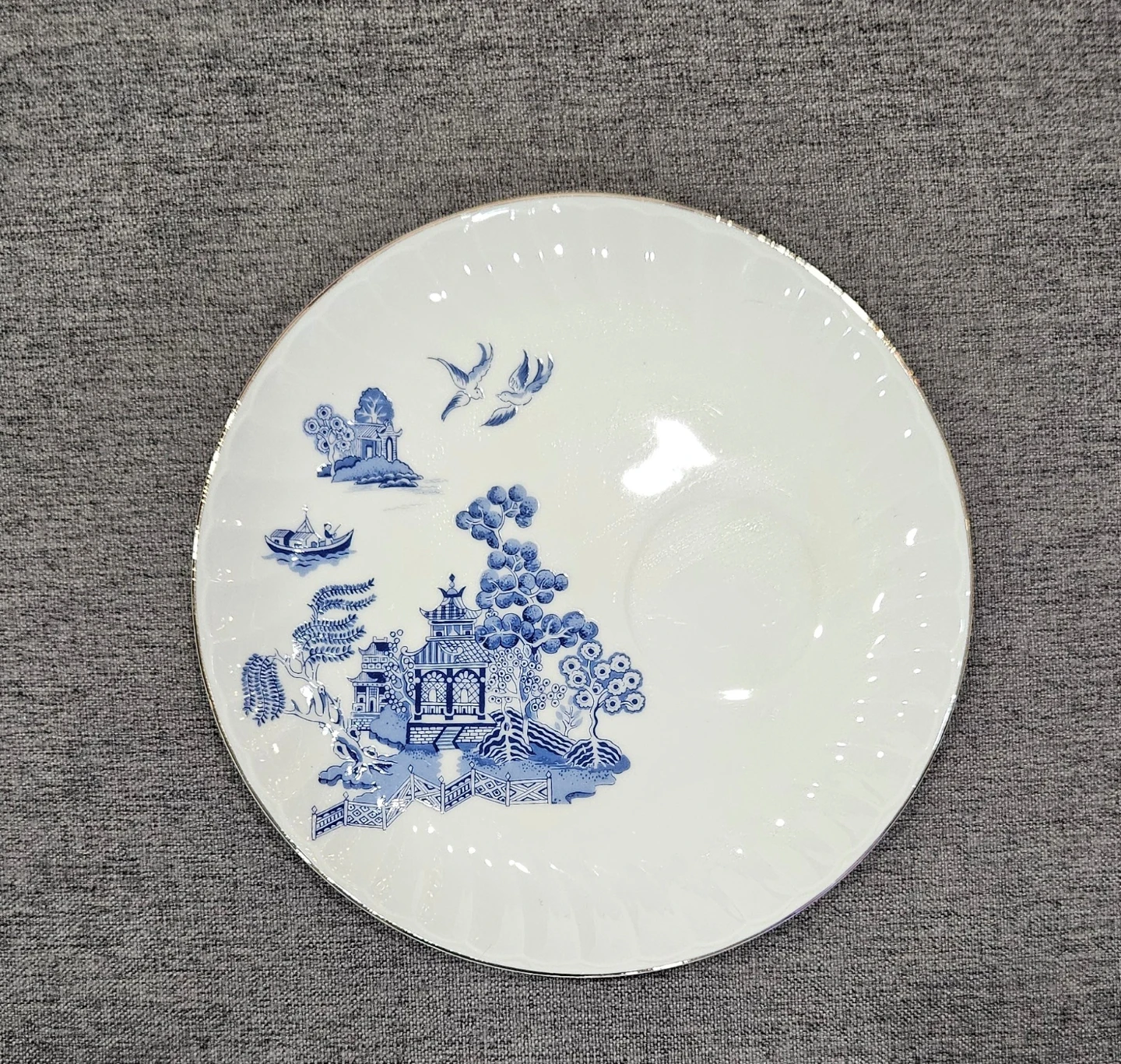 Vintage Churchill Willow Saucer, Blue & White