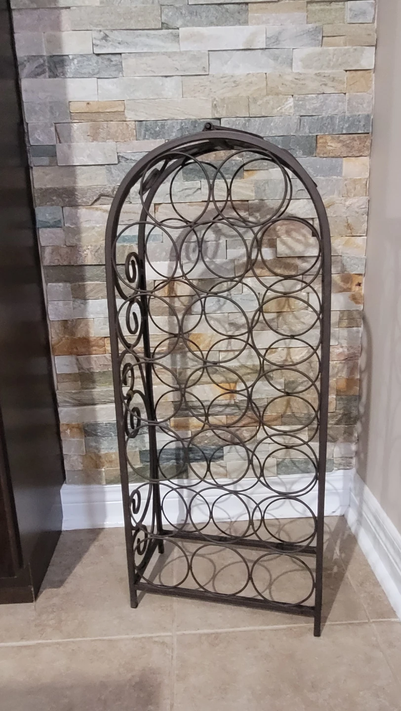 Wrought iron wine rack over 2 feet high hold 20 bottles