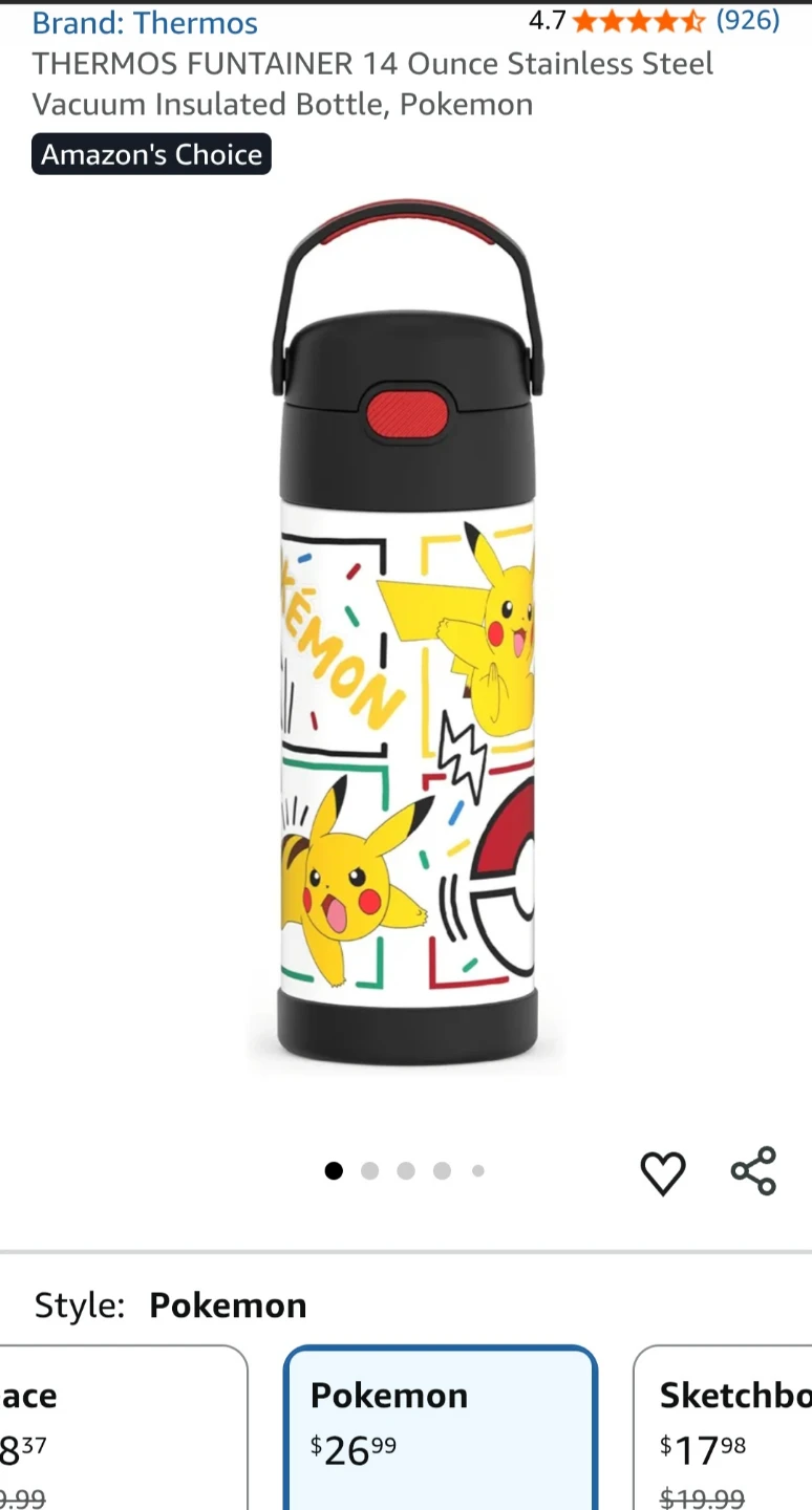 Thermos Funtainer 14 Oz Stainless Steel Insulated Bottle Pikachu - photo 5