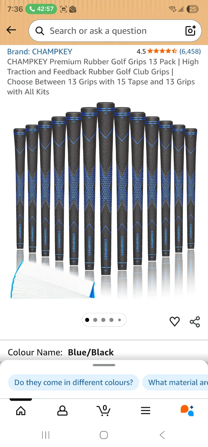 CHAMPKEY Premium Rubber Golf Grips - 13 Pack - Blue/Black