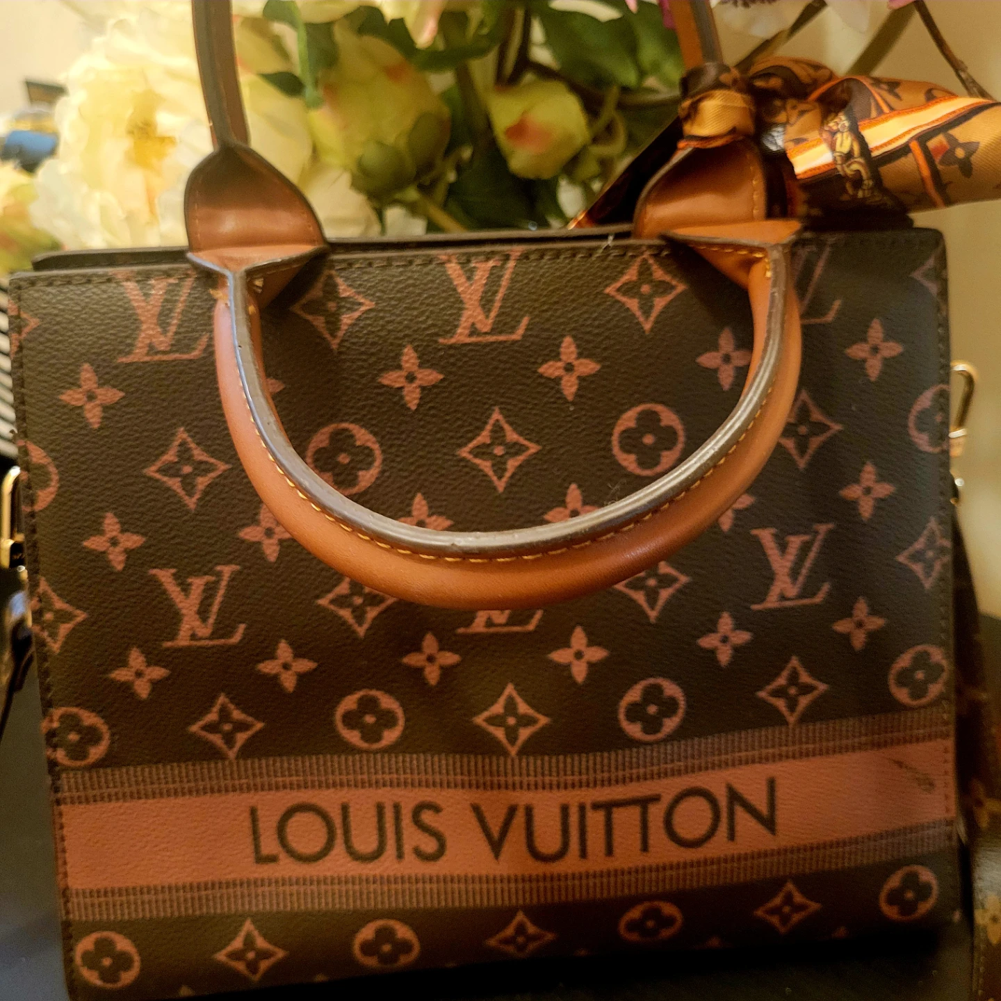 Louis Vuitton Brown Handbag with Scarf - photo 3