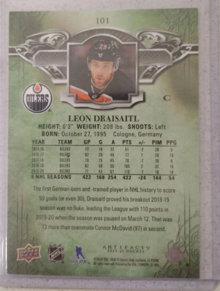 Leon Draisaitl Artifacts Hockey Card 🥕 - photo 2