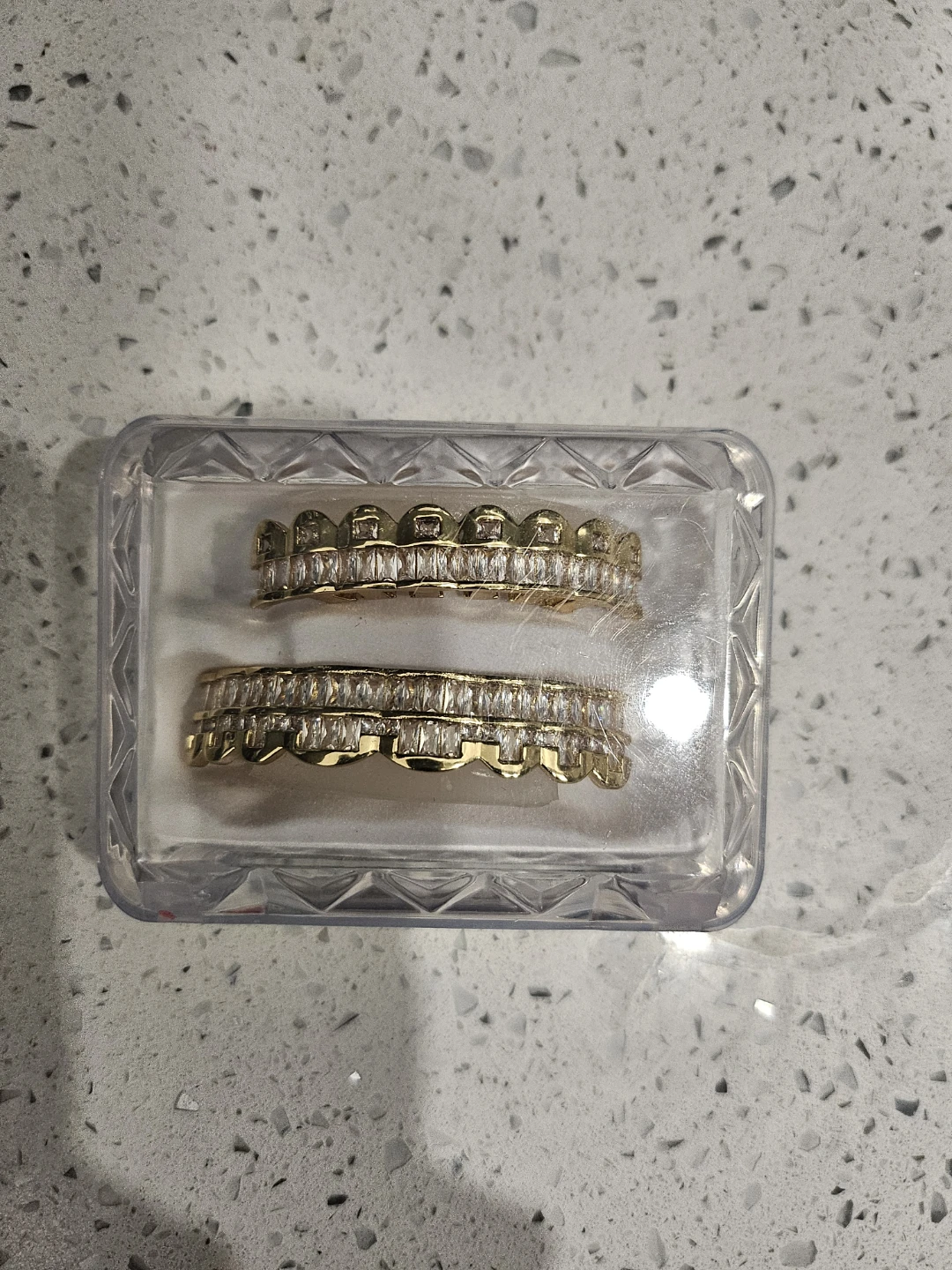 Gold Grillz with Clear Stones