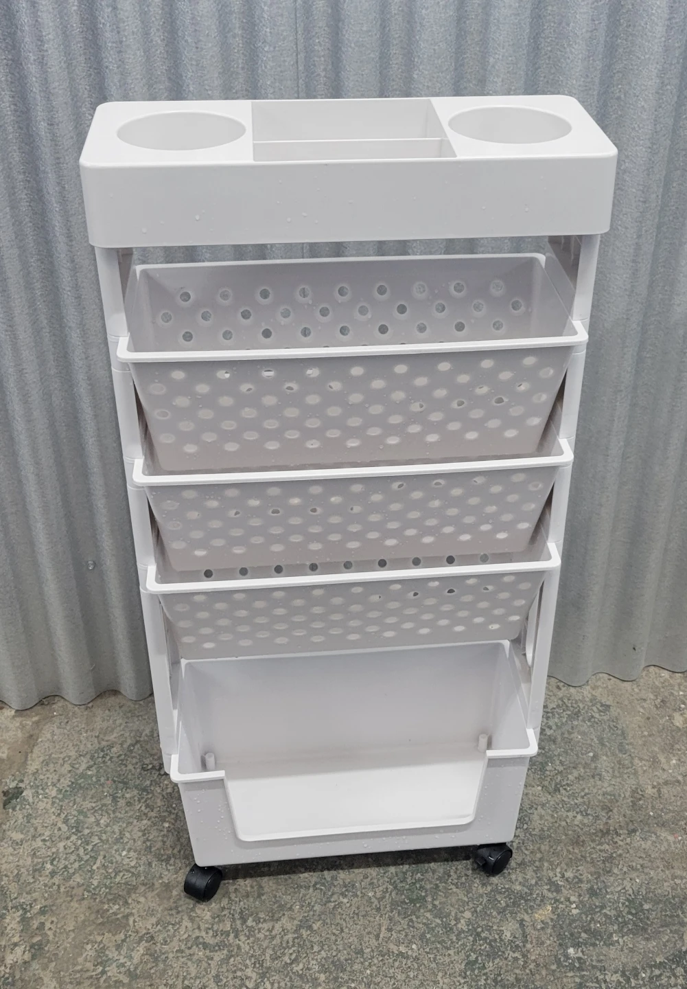 White Plastic Rolling Storage Cart
