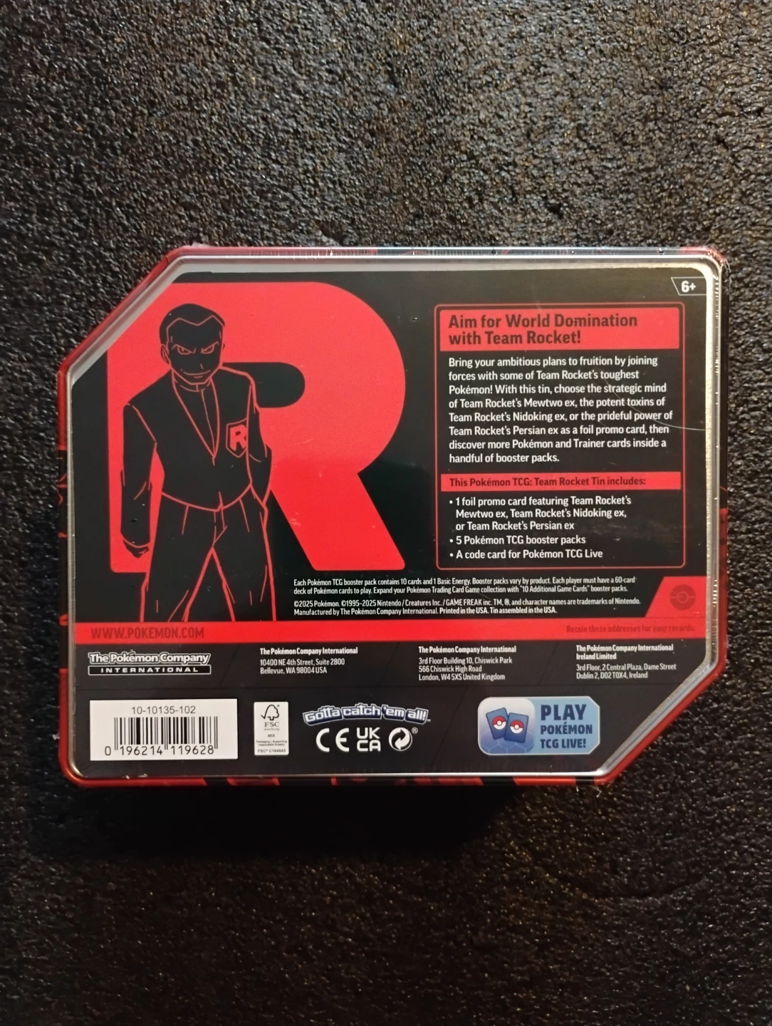 Team Rocket's Mewtwo ex Pokémon TCG Tin - Factory Sealed - photo 2