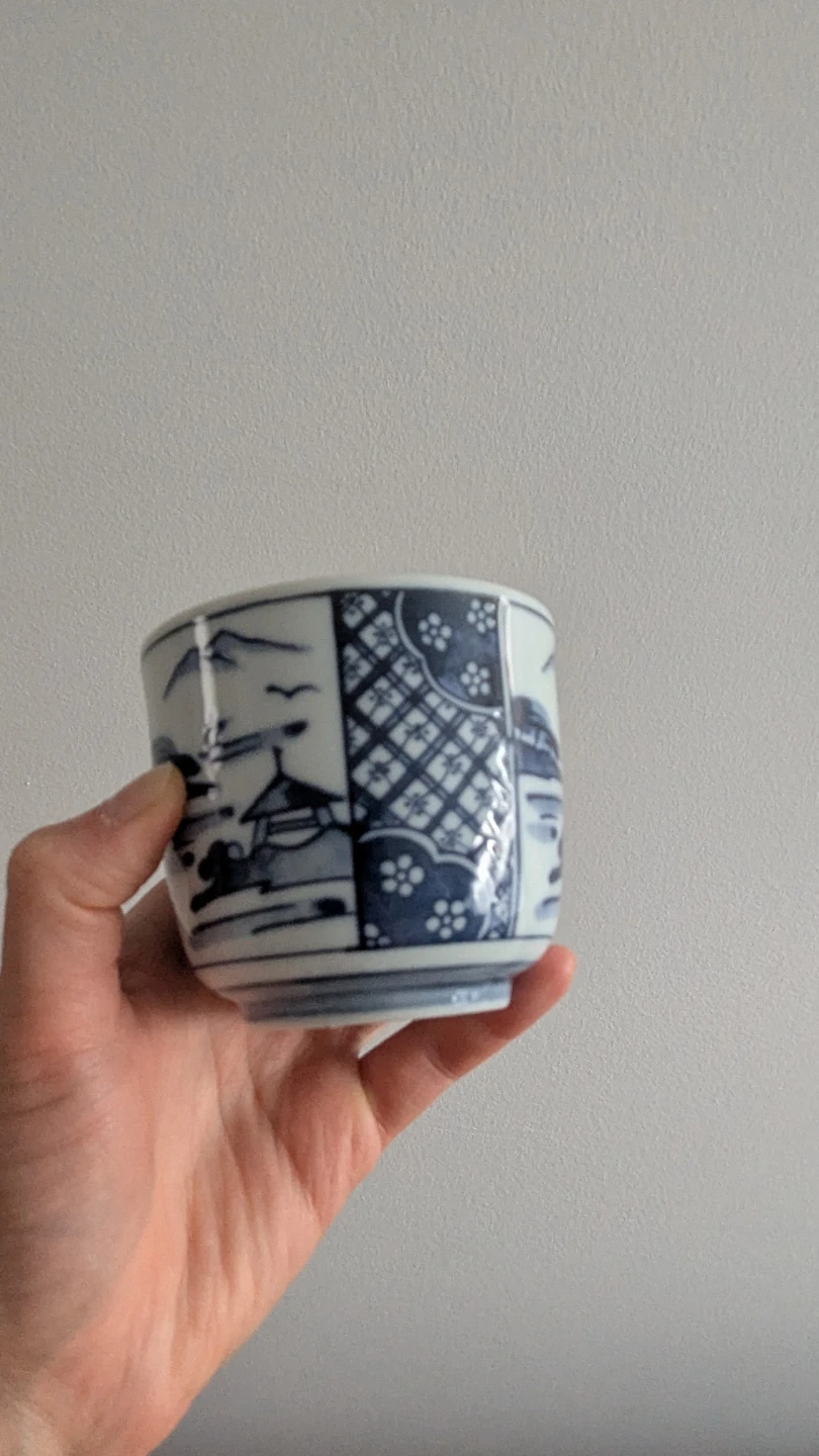 Blue and White Japanese Tea Cup with Lid #freecycle - photo 4