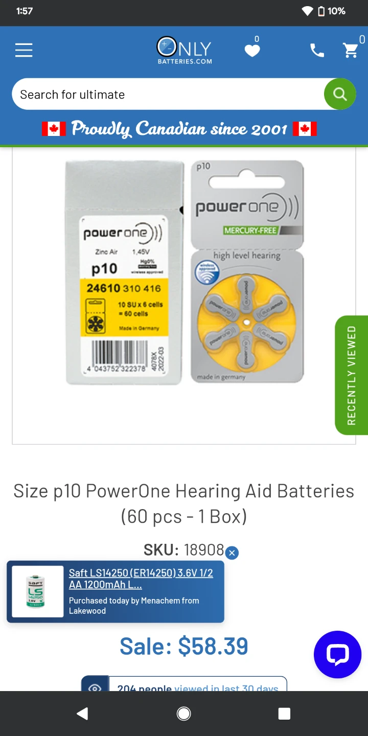 PowerOne p10 Hearing Aid Batteries🏆 - photo 2