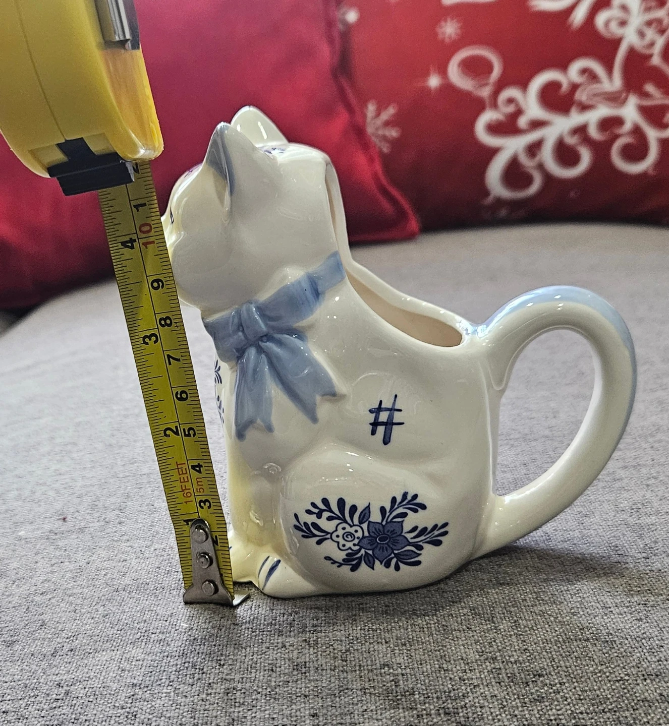 Cat Creamer Pitcher - Blue & White - photo 5