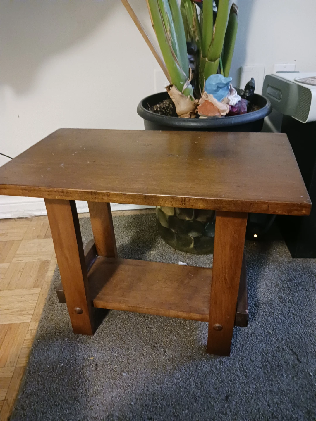 Wooden Side Table with Shelf