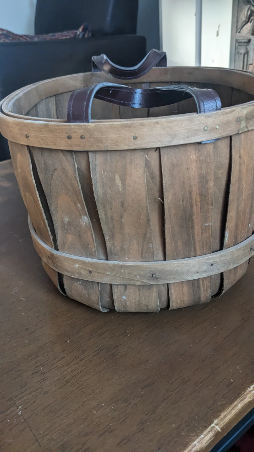Wooden Basket with Leather Handles - photo 3
