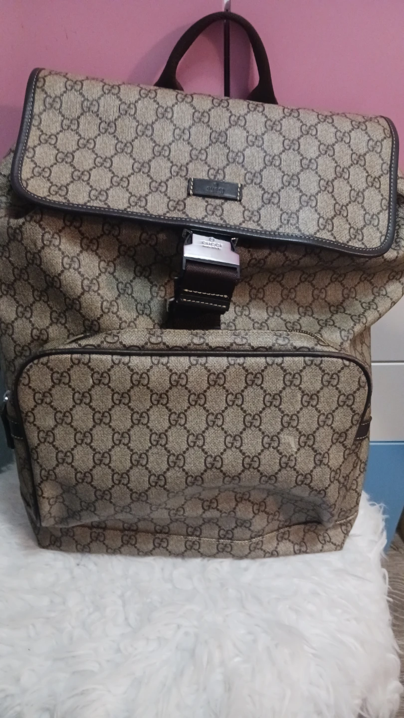 Gucci Beige Supreme Single Buckle Backpack