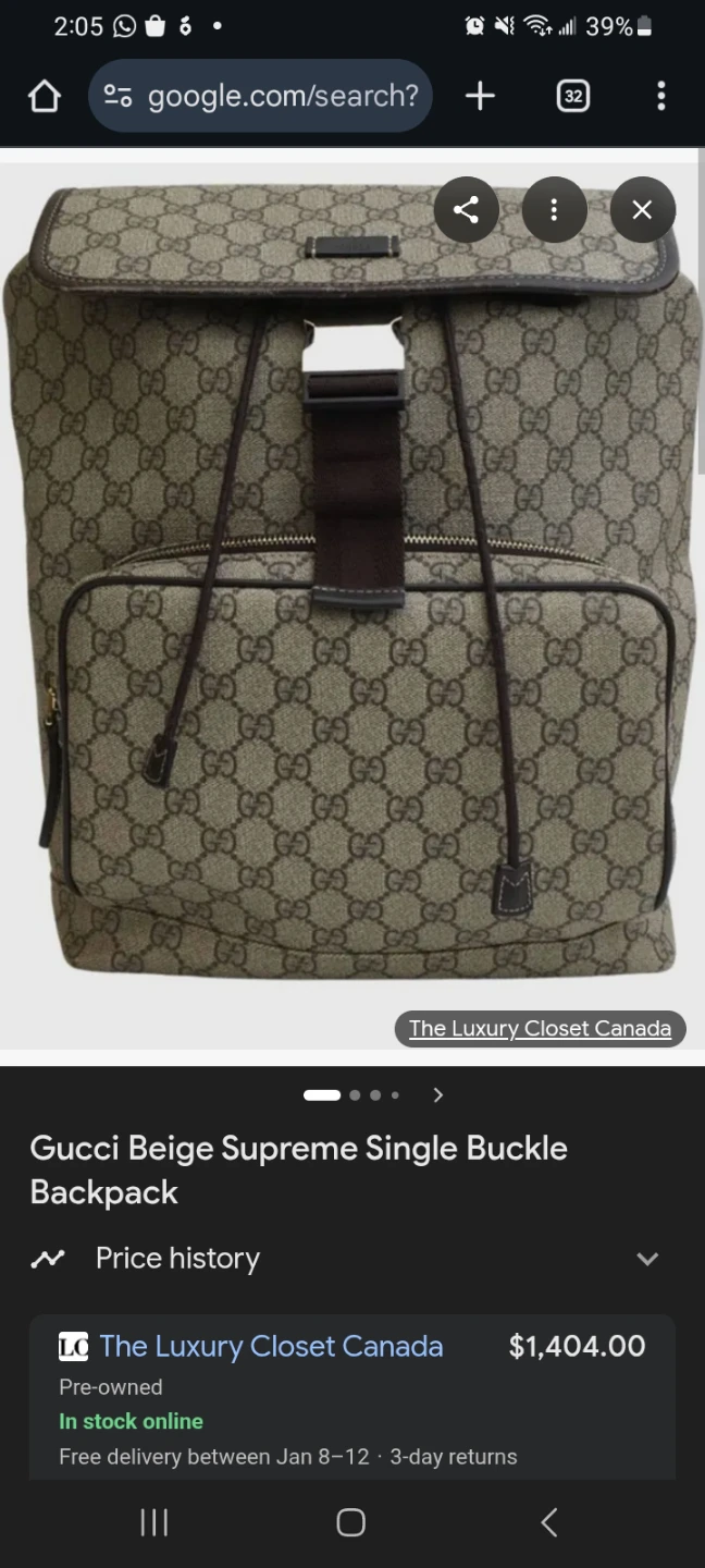 Gucci Beige Supreme Single Buckle Backpack - photo 5