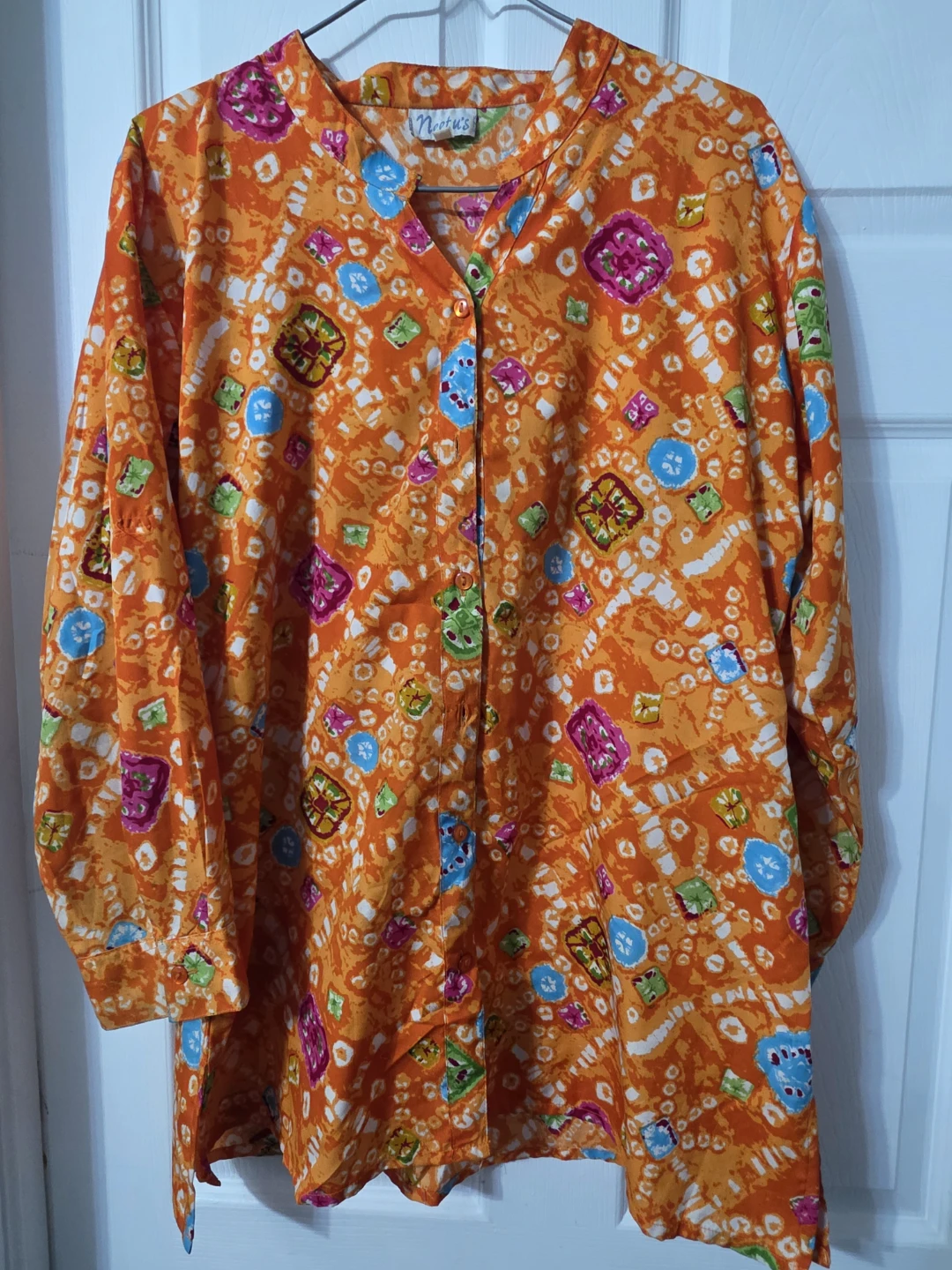Neetu's Orange Patterned Blouse - Size XL - photo 2