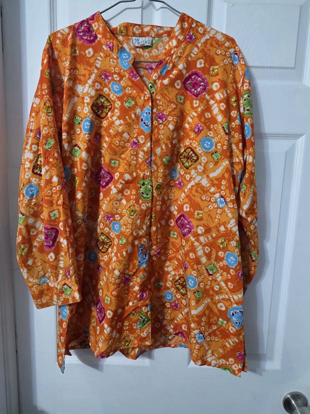 Neetu's Orange Patterned Blouse - Size XL - photo 3