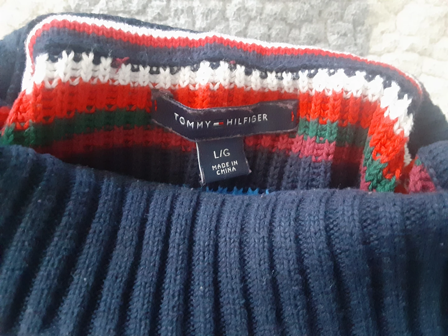 Tommy Hilfiger Striped Mock Neck Sweater Size L