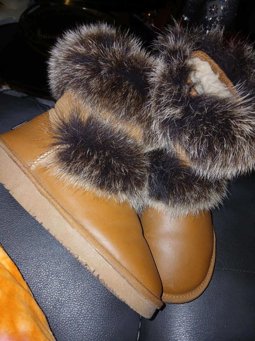 Mukluks Brown Leather Fur Boots