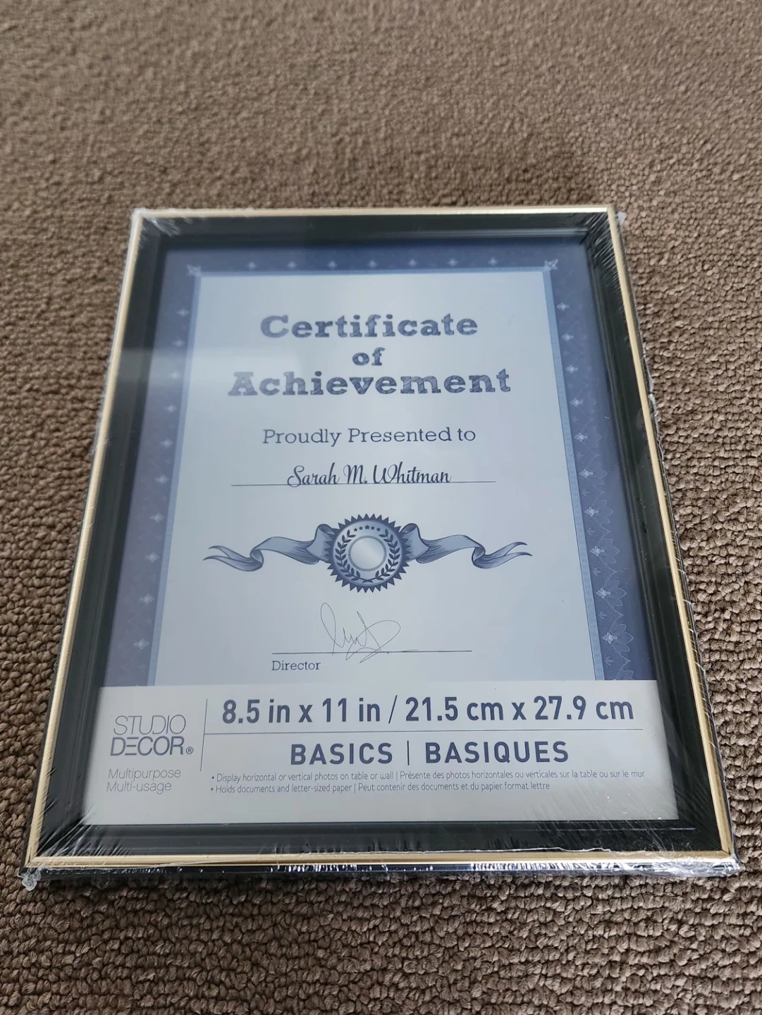 Studio Decor 8.5 x 11 inch Certificate Frame