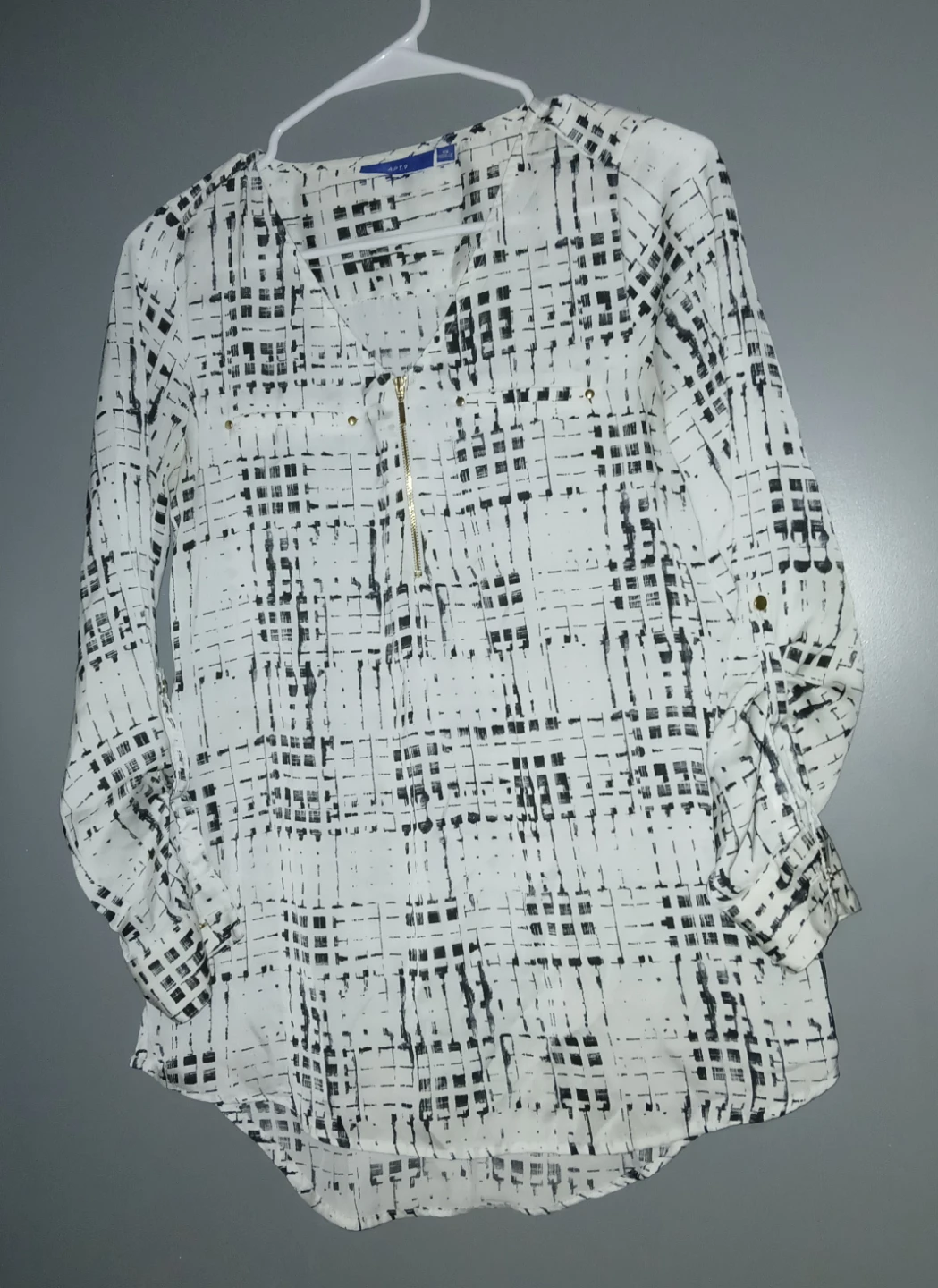 Apt. 9 White/Black Patterned Blouse - photo 2