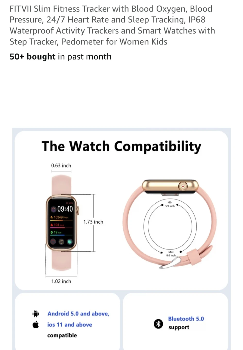 FITVII Slim Fitness Tracker - Pink - photo 5