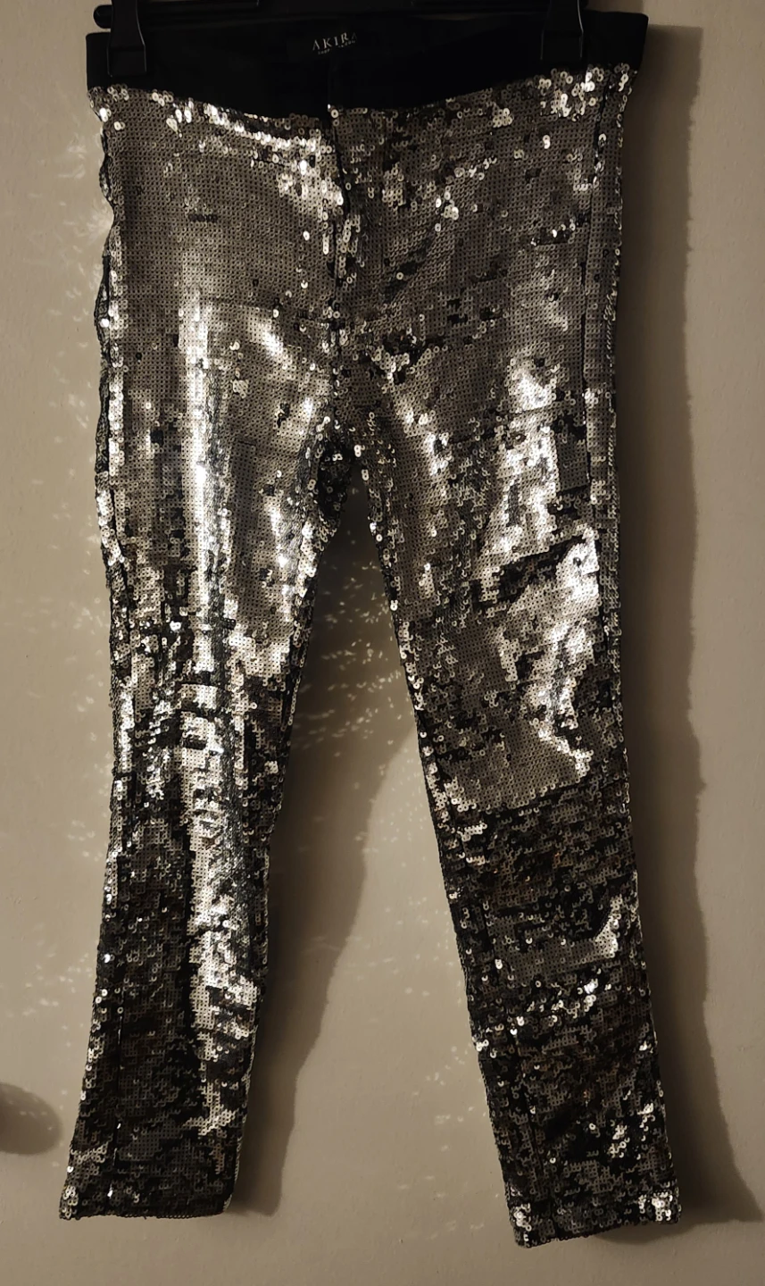 Silver sequins women pants