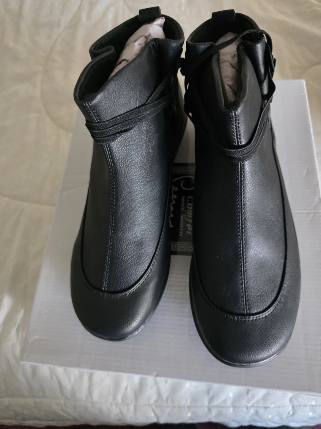 Comfort Wide Width Black Ankle Boots - photo 2
