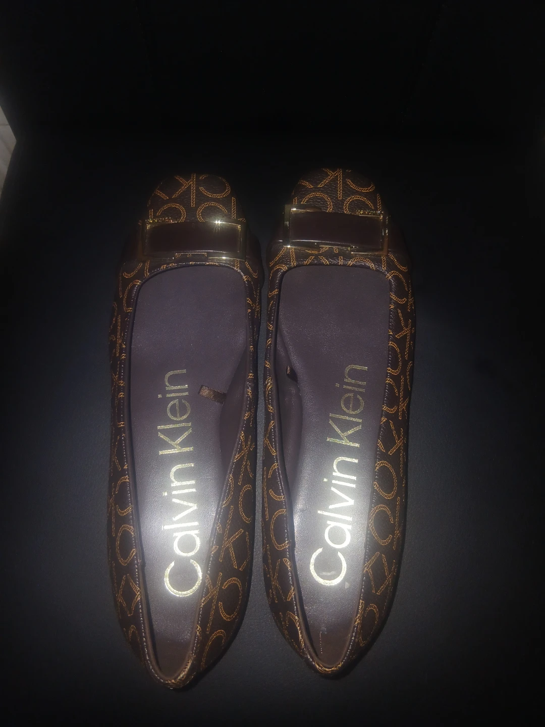 Calvin Klein Women's Brown Monogram Ballet Flats