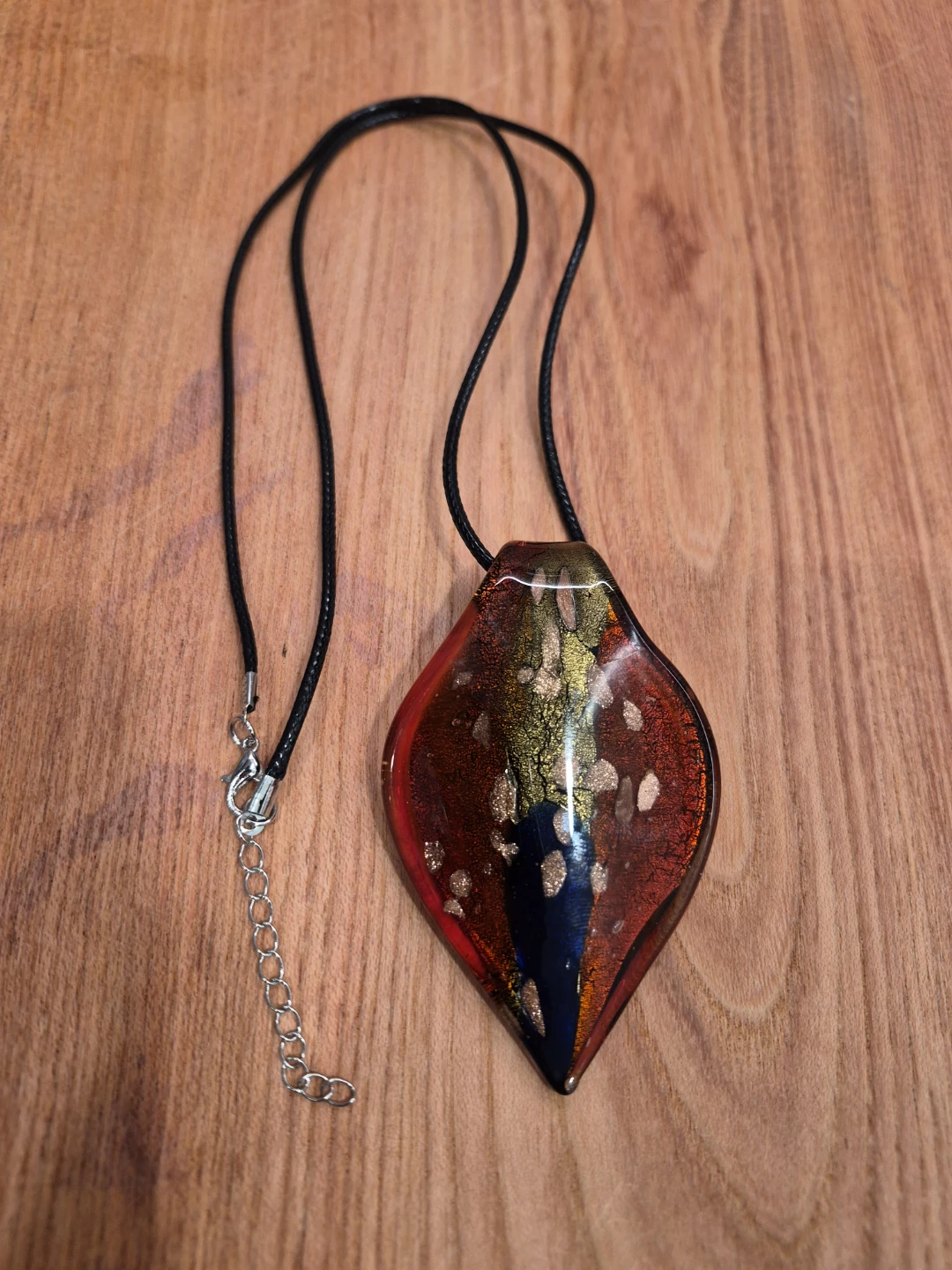 Beautiful Vintage 3" Glass Pentant 24" Necklace - photo 2